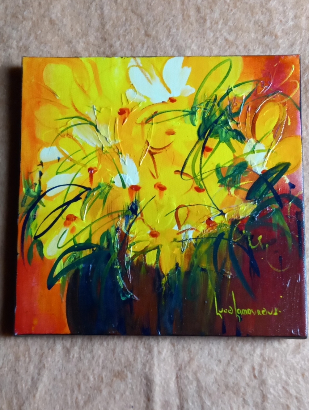 Original Abstract Flower Painting